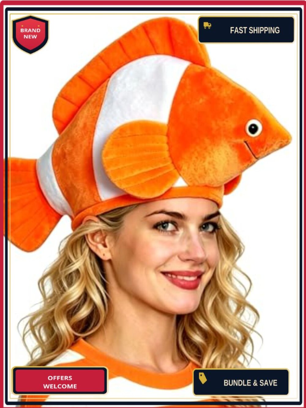Clownfish Plush Hat Costume Headwear Party Accessory